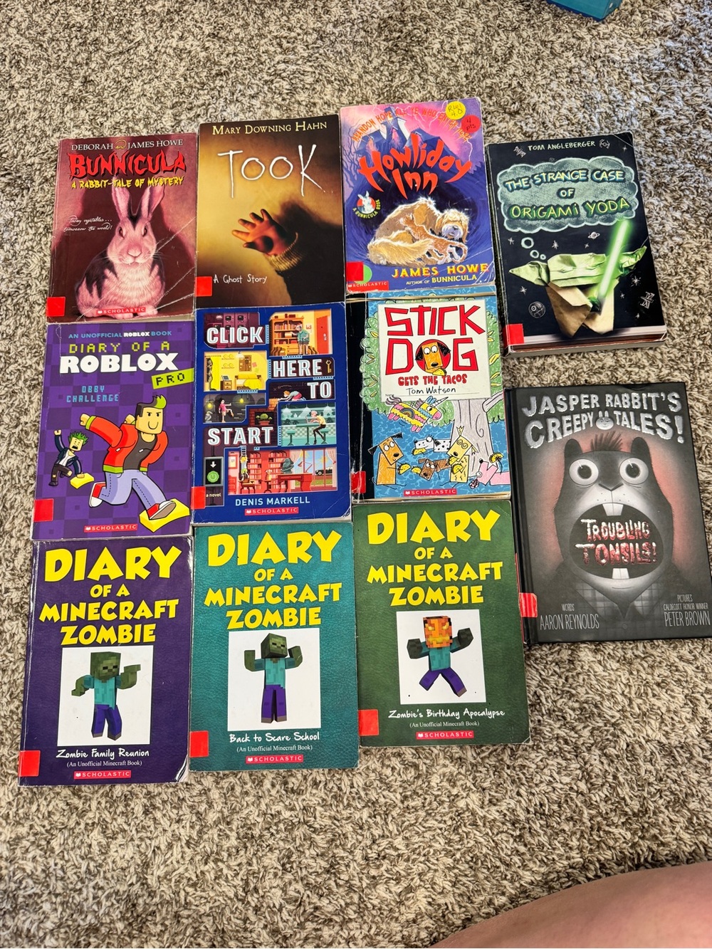 Children's Paperback Book Lot - Assorted Kids Titles with Minecraft Zombies